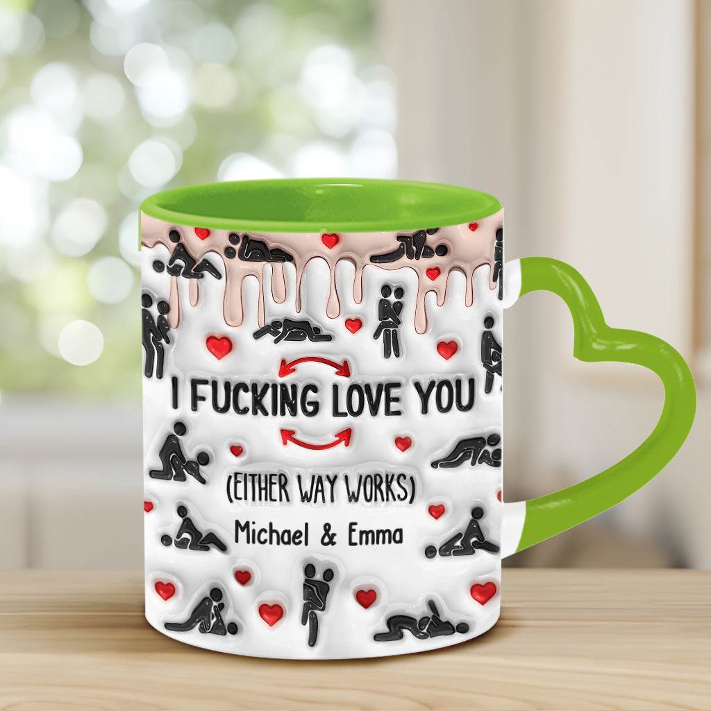 I Love You - Personalized Couple Heart Handle Mug