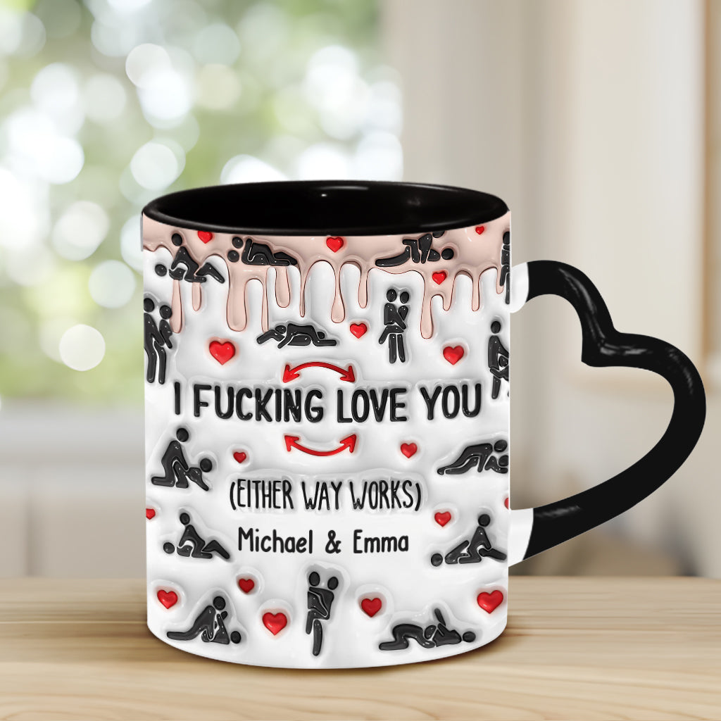 I Love You - Personalized Couple Heart Handle Mug