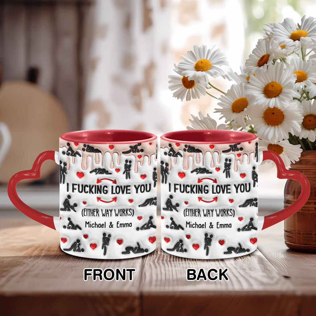 I Love You - Personalized Couple Heart Handle Mug
