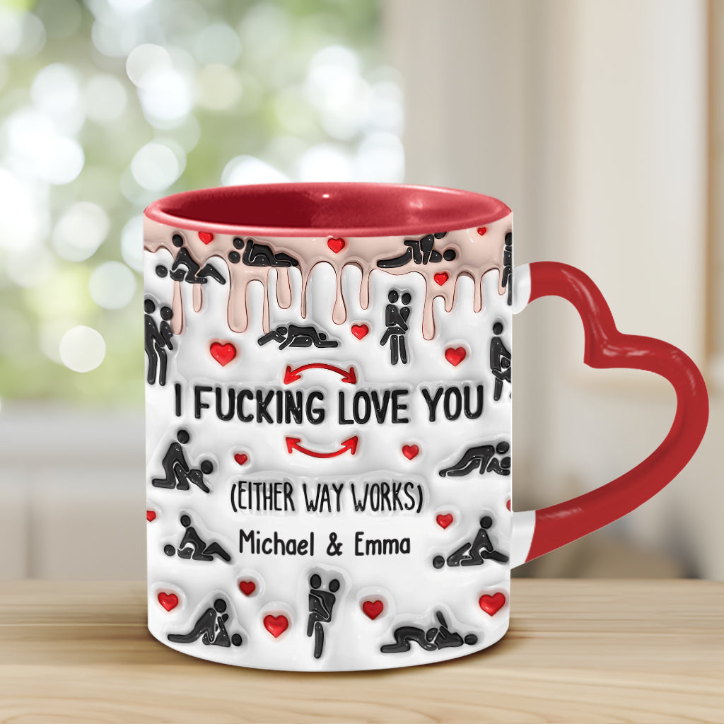 I Love You - Personalized Couple Heart Handle Mug