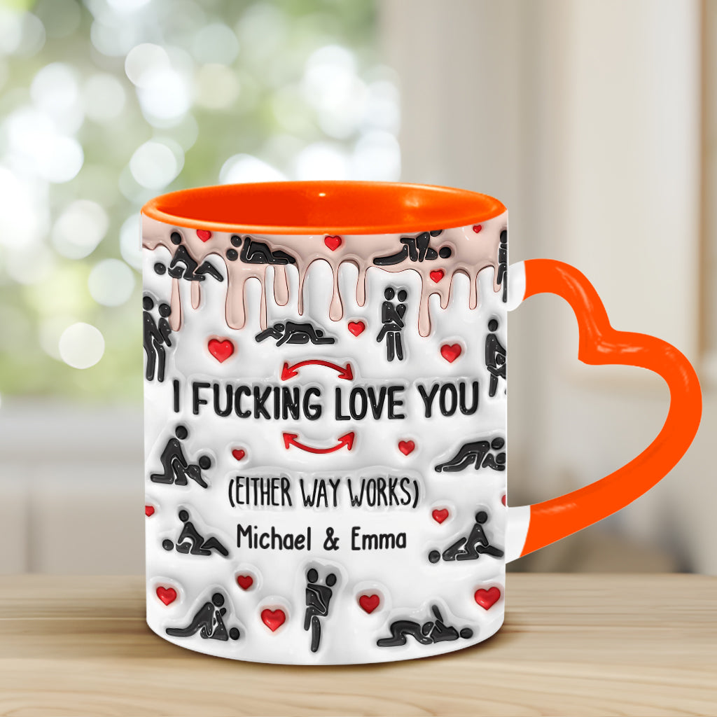 I Love You - Personalized Couple Heart Handle Mug