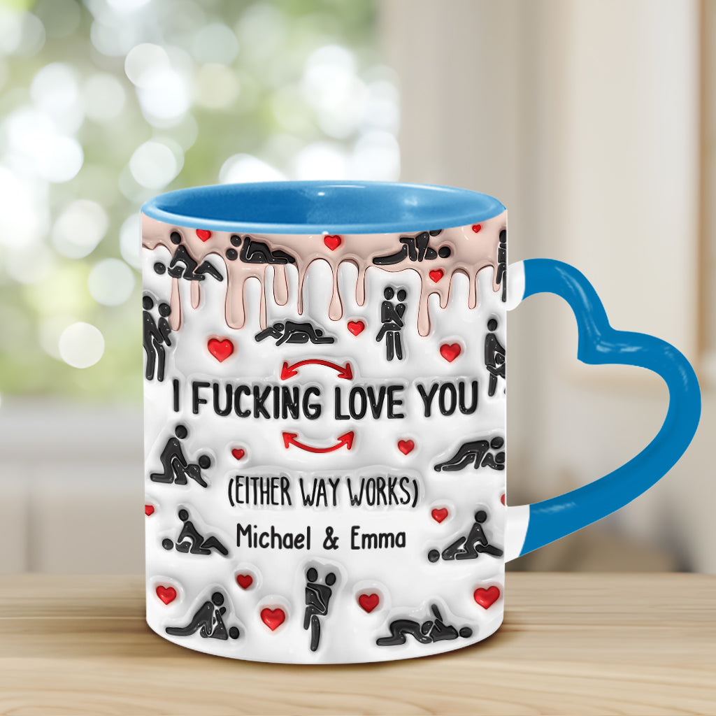 I Love You - Personalized Couple Heart Handle Mug