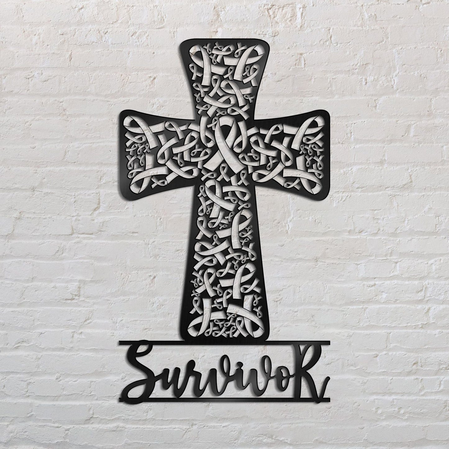 Survivante du cancer du sein - Panneau métallique découpé pour la sensibilisation au cancer du sein 0822