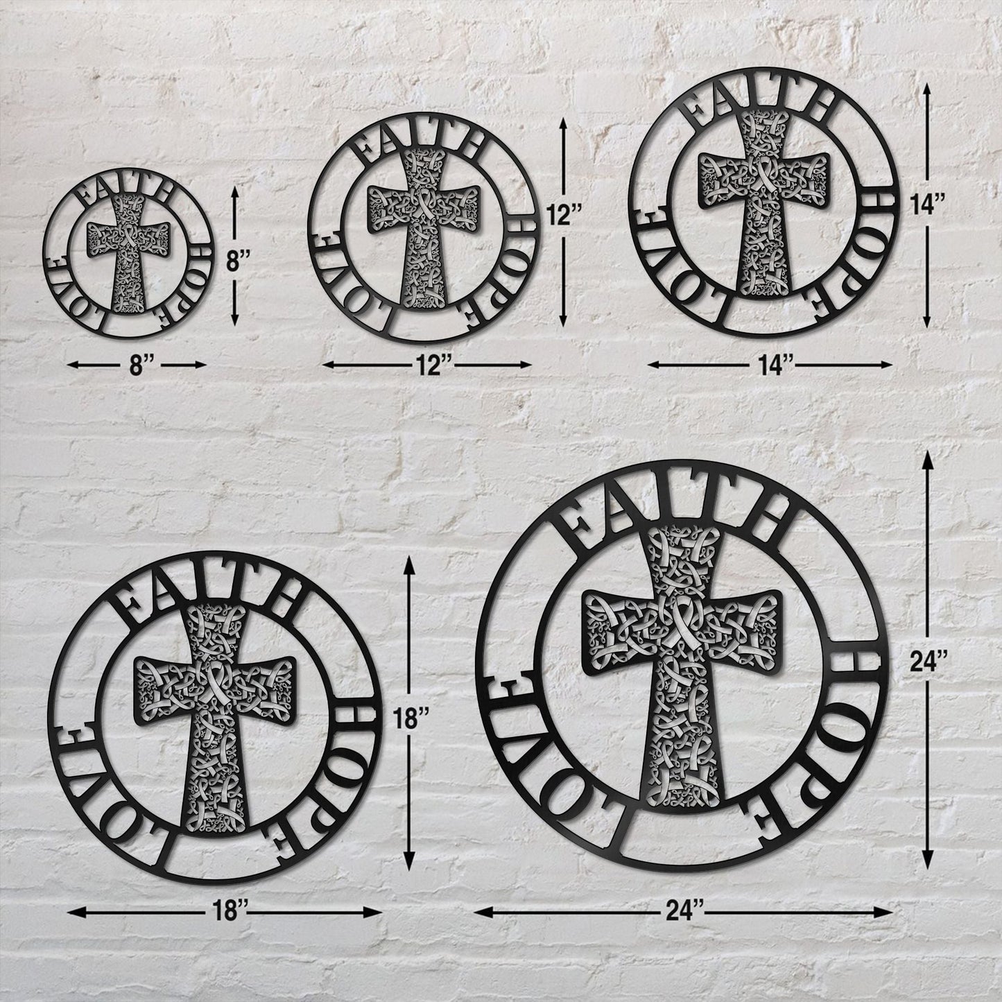 Faith Hope Love - Breast Cancer Awareness Cut Metal Sign 0822