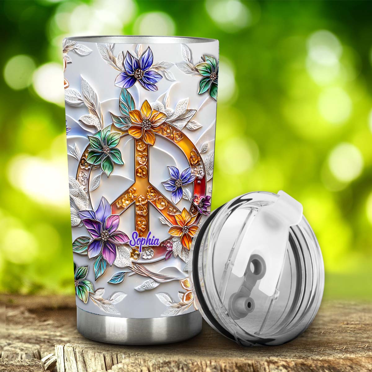 Pure Peace - Personalized Hippie Tumbler