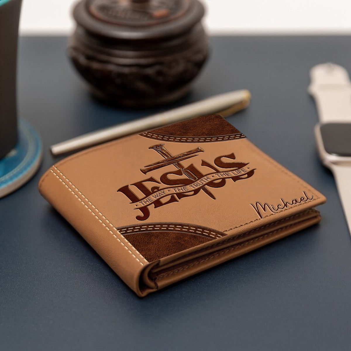 The Way, The Truth, The Life - Personalized Christian Leather Wallet