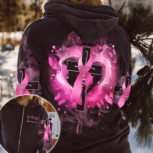 Foi, Espoir, Amour - T-shirt et sweat à capuche « Sensibilisation au cancer du sein » 0822