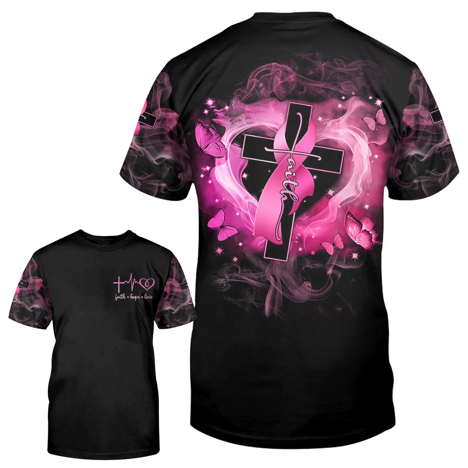 Faith Hope Love - Breast Cancer Awareness All Over T-shirt and Hoodie 0822