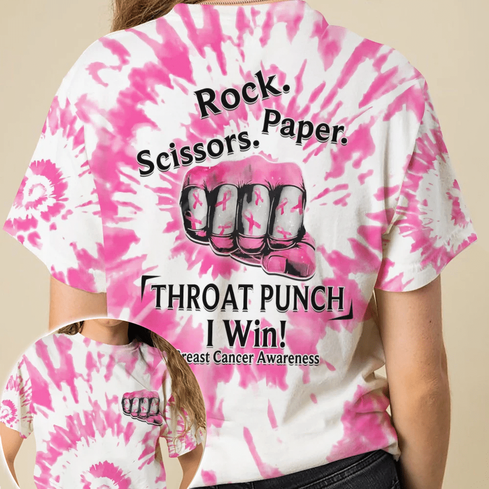 Coup de poing à la gorge : Je gagne contre le cancer du sein - T-shirt et sweat à capuche de sensibilisation au cancer du sein 0822