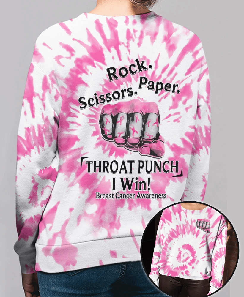 Coup de poing à la gorge : Je gagne contre le cancer du sein - T-shirt et sweat à capuche de sensibilisation au cancer du sein 0822