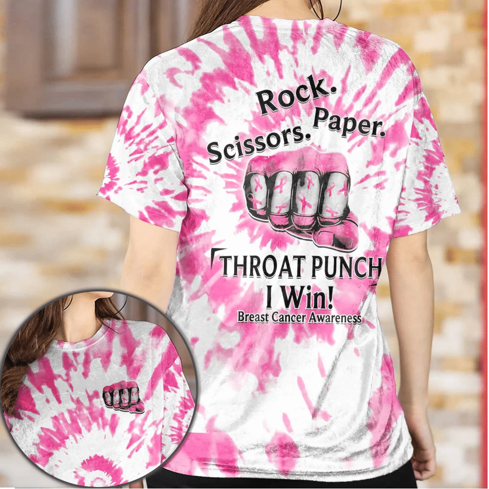 Coup de poing à la gorge : Je gagne contre le cancer du sein - T-shirt et sweat à capuche de sensibilisation au cancer du sein 0822