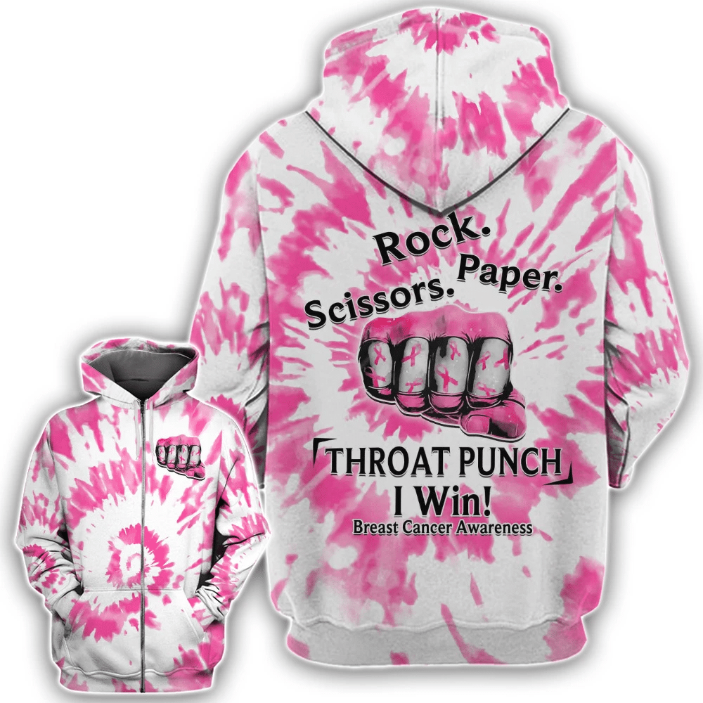 Coup de poing à la gorge : Je gagne contre le cancer du sein - T-shirt et sweat à capuche de sensibilisation au cancer du sein 0822
