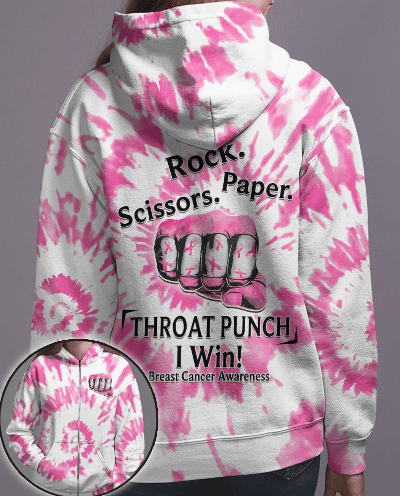 Coup de poing à la gorge : Je gagne contre le cancer du sein - T-shirt et sweat à capuche de sensibilisation au cancer du sein 0822