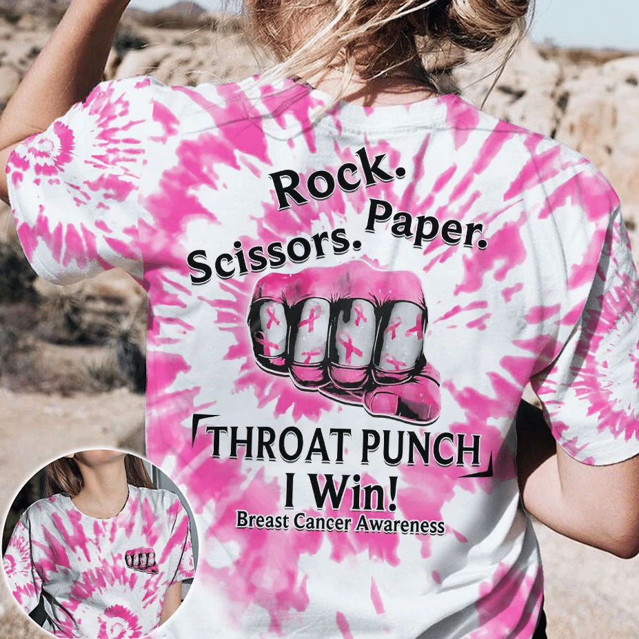Coup de poing à la gorge : Je gagne contre le cancer du sein - T-shirt et sweat à capuche de sensibilisation au cancer du sein 0822