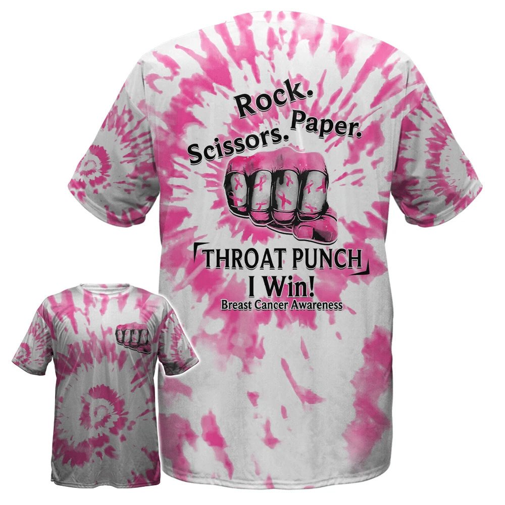 Coup de poing à la gorge : Je gagne contre le cancer du sein - T-shirt et sweat à capuche de sensibilisation au cancer du sein 0822
