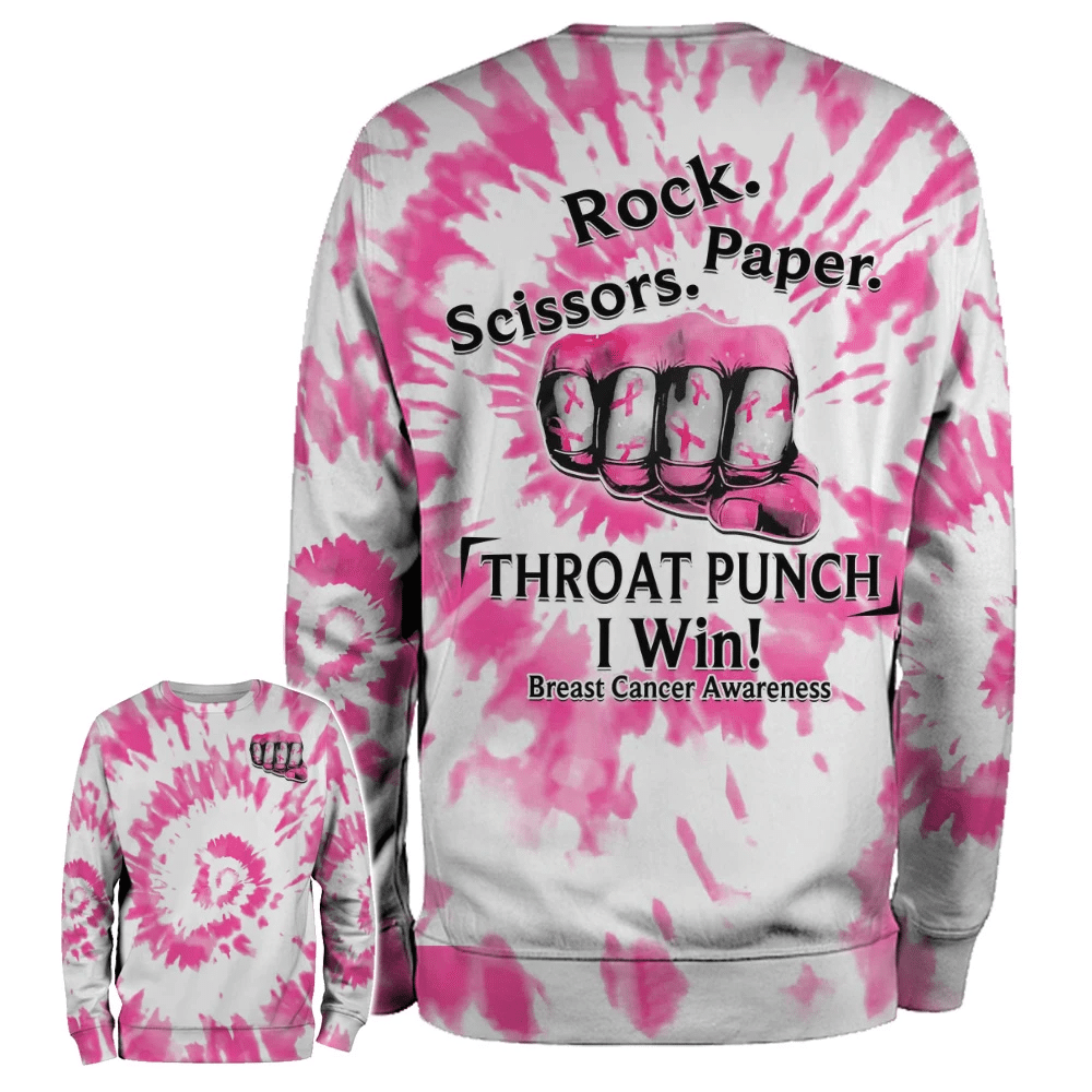 Coup de poing à la gorge : Je gagne contre le cancer du sein - T-shirt et sweat à capuche de sensibilisation au cancer du sein 0822