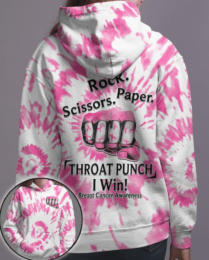 Coup de poing à la gorge : Je gagne contre le cancer du sein - T-shirt et sweat à capuche de sensibilisation au cancer du sein 0822