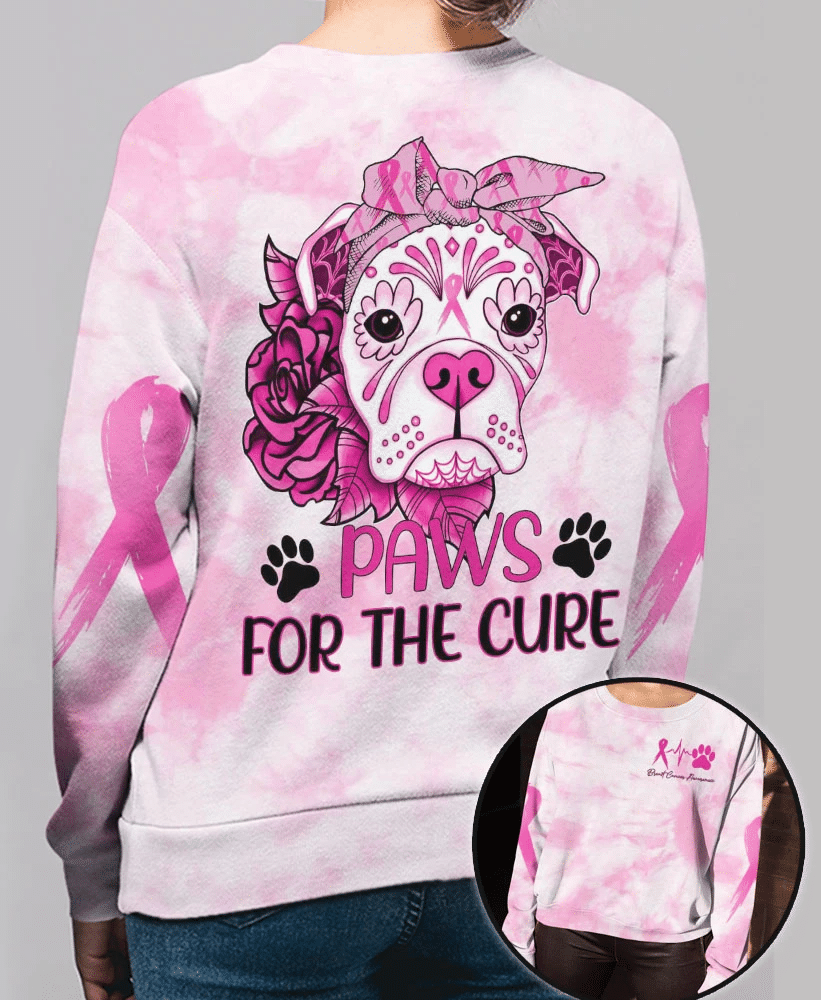 T-shirt et sweat à capuche « Paws For The Cure » ​​– Sensibilisation au cancer du sein (0822)