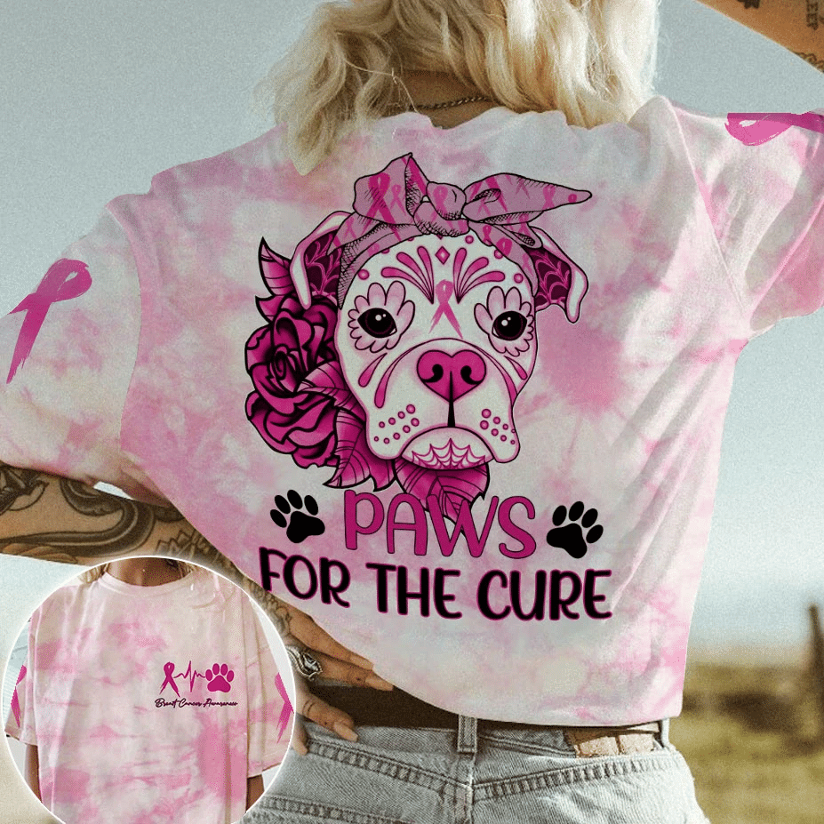 T-shirt et sweat à capuche « Paws For The Cure » ​​– Sensibilisation au cancer du sein (0822)