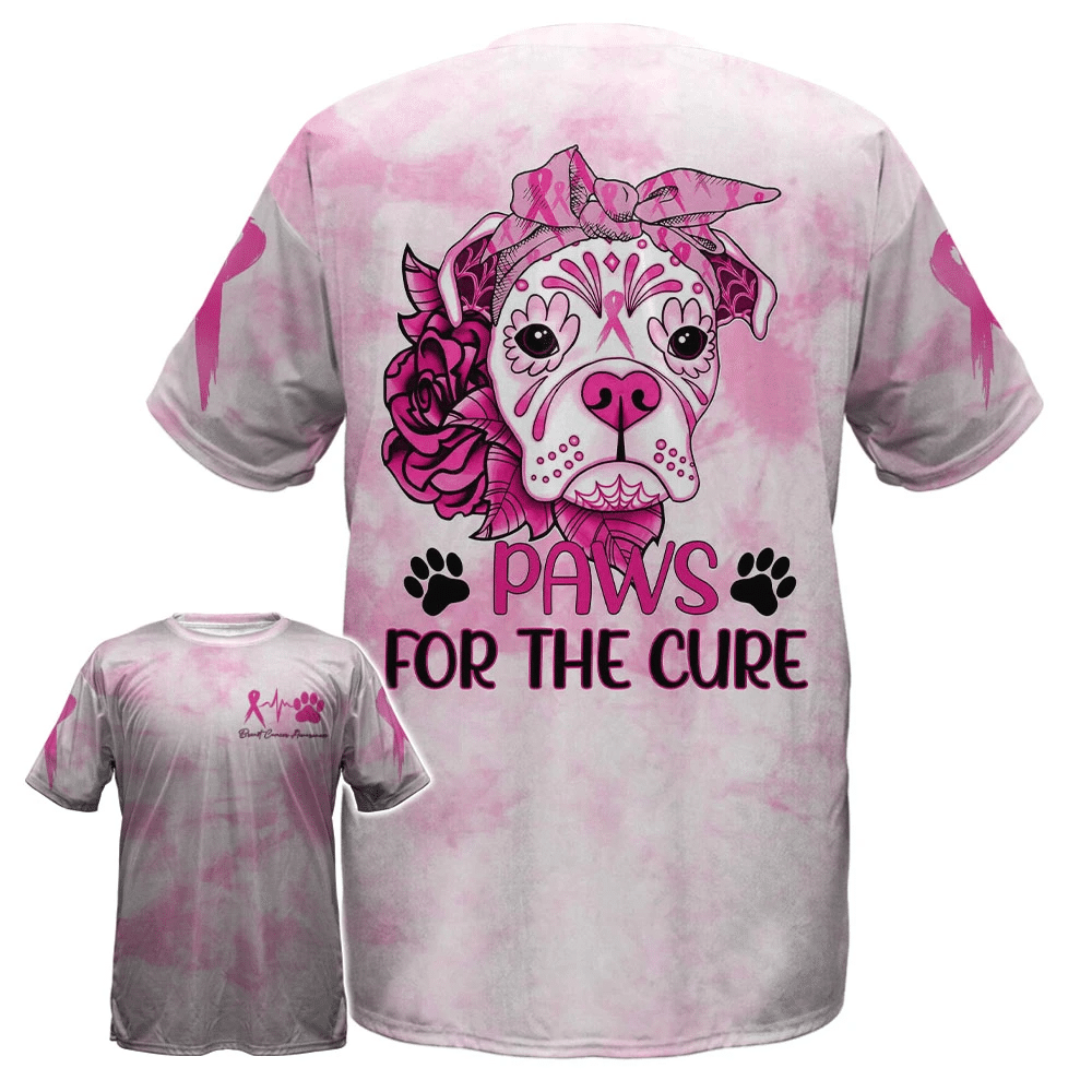 T-shirt et sweat à capuche « Paws For The Cure » ​​– Sensibilisation au cancer du sein (0822)