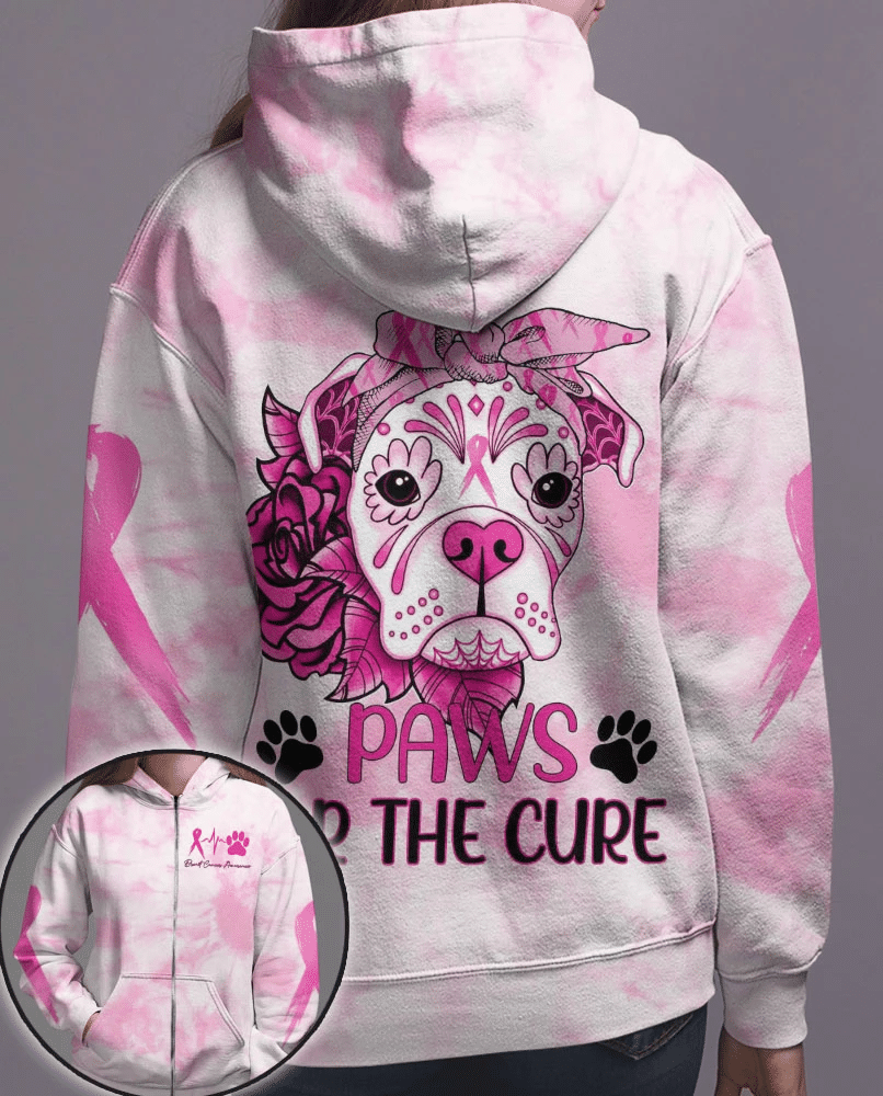 T-shirt et sweat à capuche « Paws For The Cure » ​​– Sensibilisation au cancer du sein (0822)