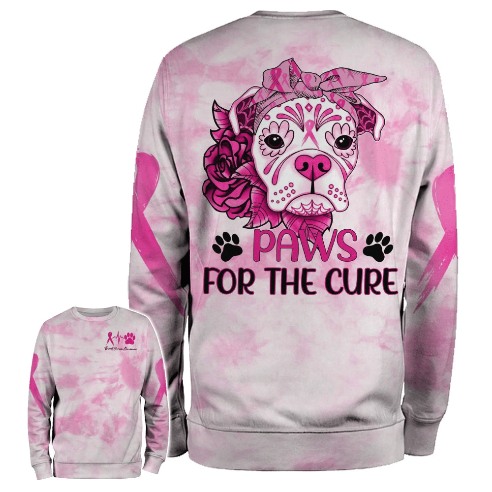 T-shirt et sweat à capuche « Paws For The Cure » ​​– Sensibilisation au cancer du sein (0822)