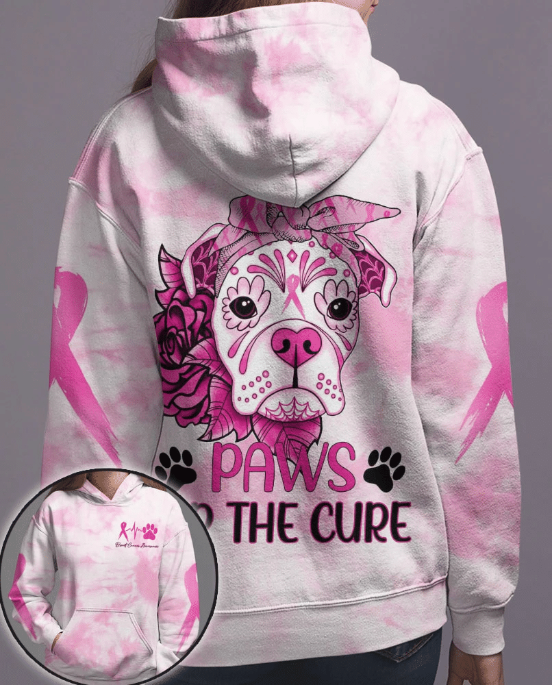 T-shirt et sweat à capuche « Paws For The Cure » ​​– Sensibilisation au cancer du sein (0822)