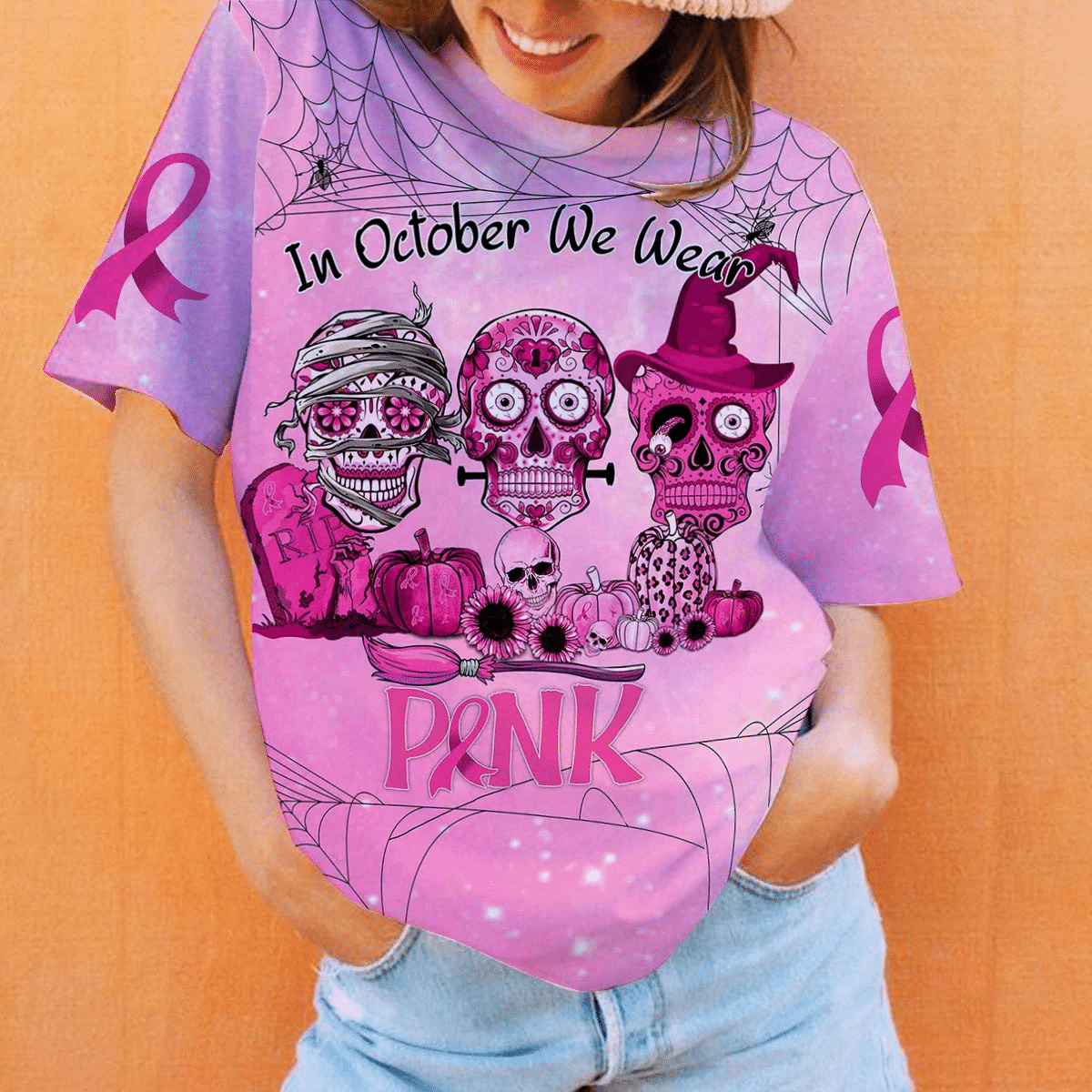 En octobre, on porte du rose - T-shirt et sweat à capuche pour la sensibilisation au cancer du sein 0822