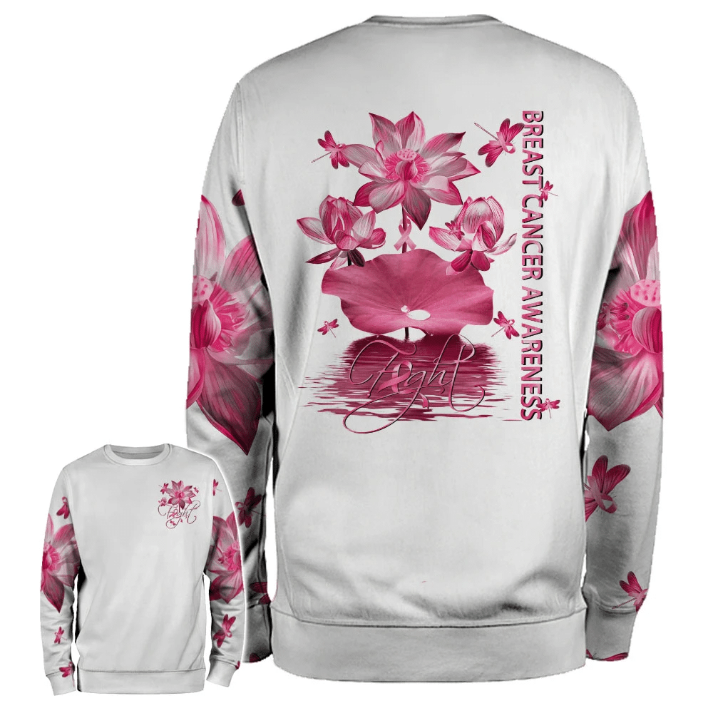 Pink Lotus Faith - T-shirt et sweat à capuche intégral de sensibilisation au cancer du sein 0822