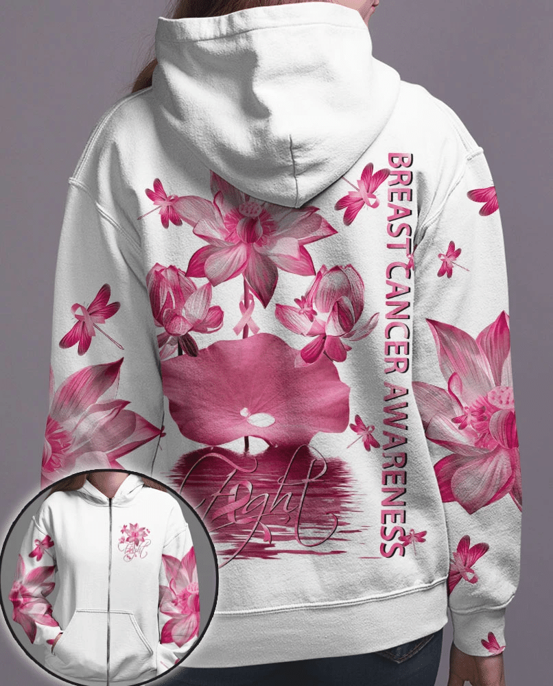 Pink Lotus Faith - T-shirt et sweat à capuche intégral de sensibilisation au cancer du sein 0822