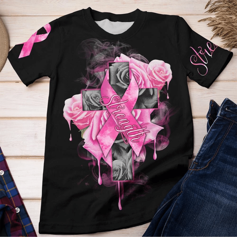 Roses Strength - Breast Cancer Awareness All Over T-shirt and Hoodie 0822