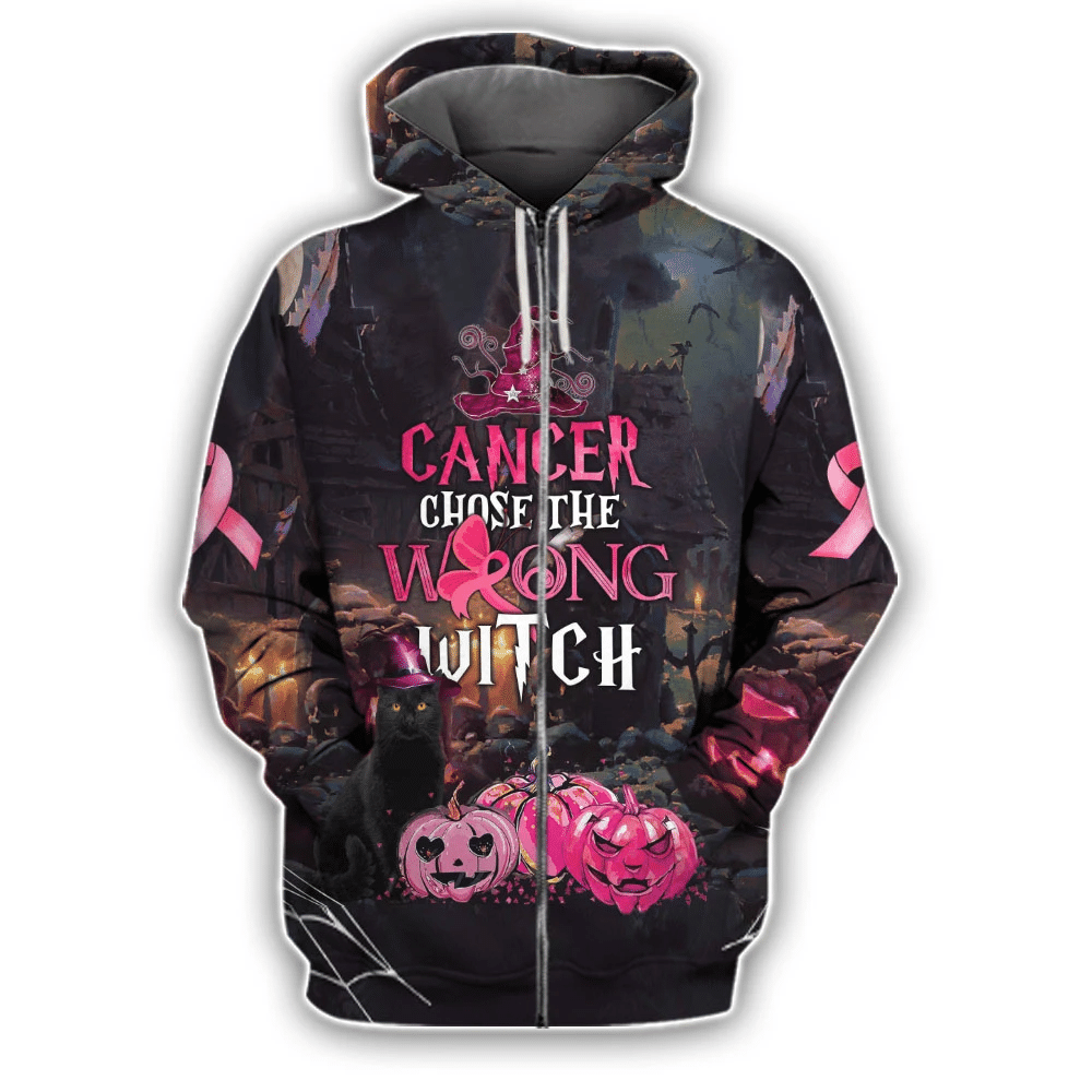 Le cancer du sein a choisi la mauvaise sorcière - T-shirt et sweat à capuche de sensibilisation au cancer du sein 0822
