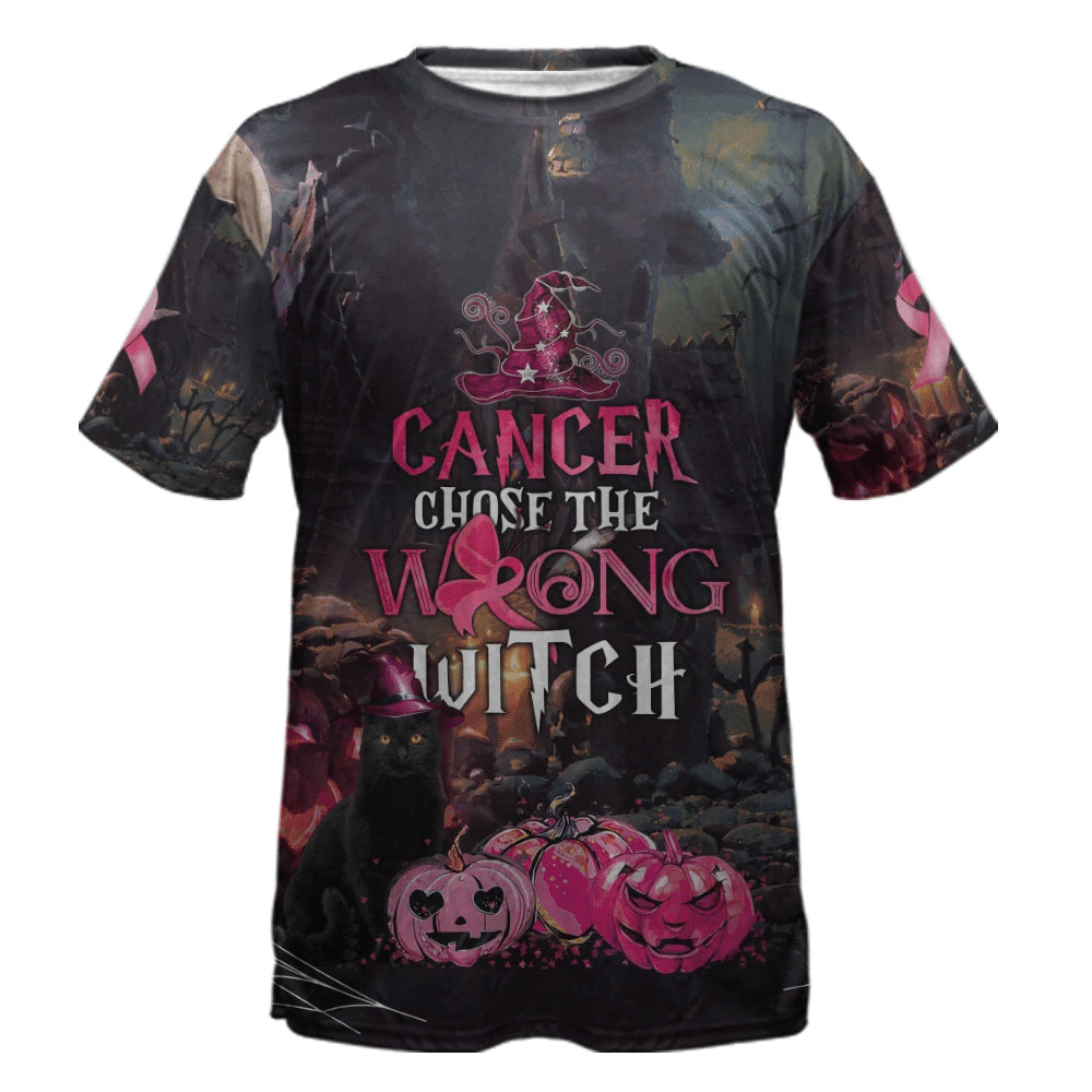 Le cancer du sein a choisi la mauvaise sorcière - T-shirt et sweat à capuche de sensibilisation au cancer du sein 0822
