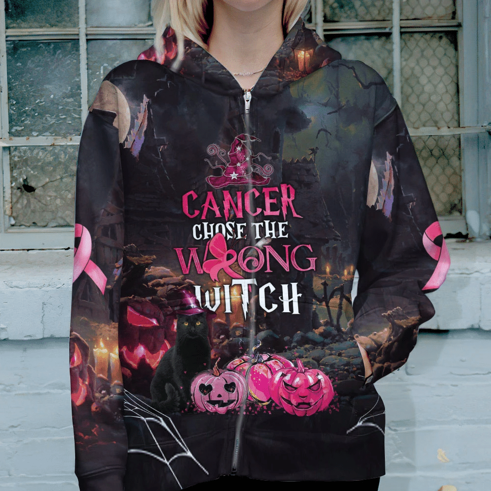 Le cancer du sein a choisi la mauvaise sorcière - T-shirt et sweat à capuche de sensibilisation au cancer du sein 0822