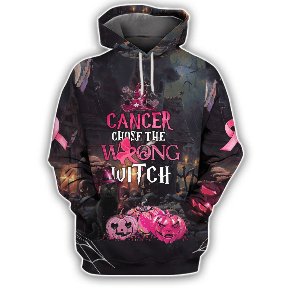 Le cancer du sein a choisi la mauvaise sorcière - T-shirt et sweat à capuche de sensibilisation au cancer du sein 0822