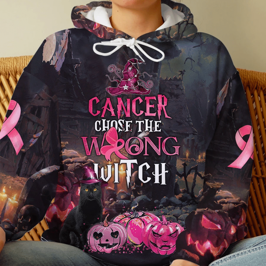 Le cancer du sein a choisi la mauvaise sorcière - T-shirt et sweat à capuche de sensibilisation au cancer du sein 0822
