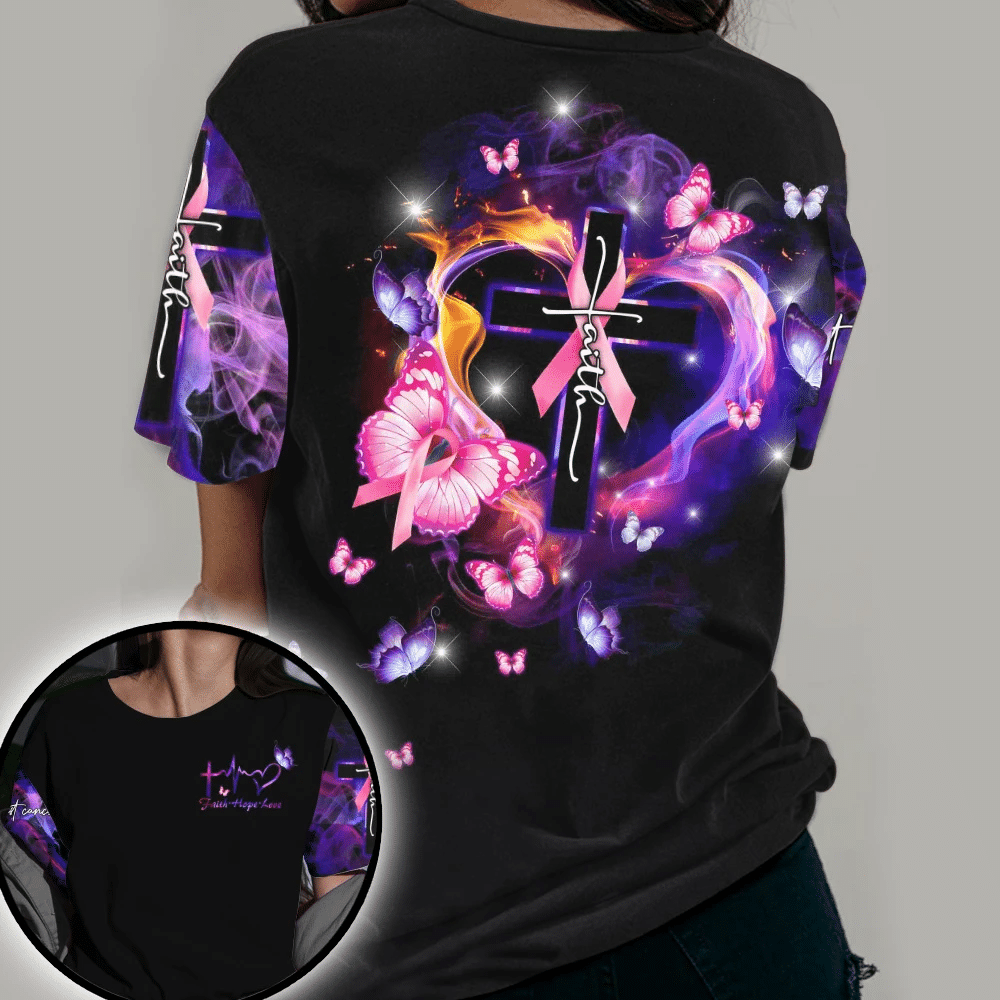 Butterfly Faith - T-shirt et sweat à capuche intégral de sensibilisation au cancer du sein 0822