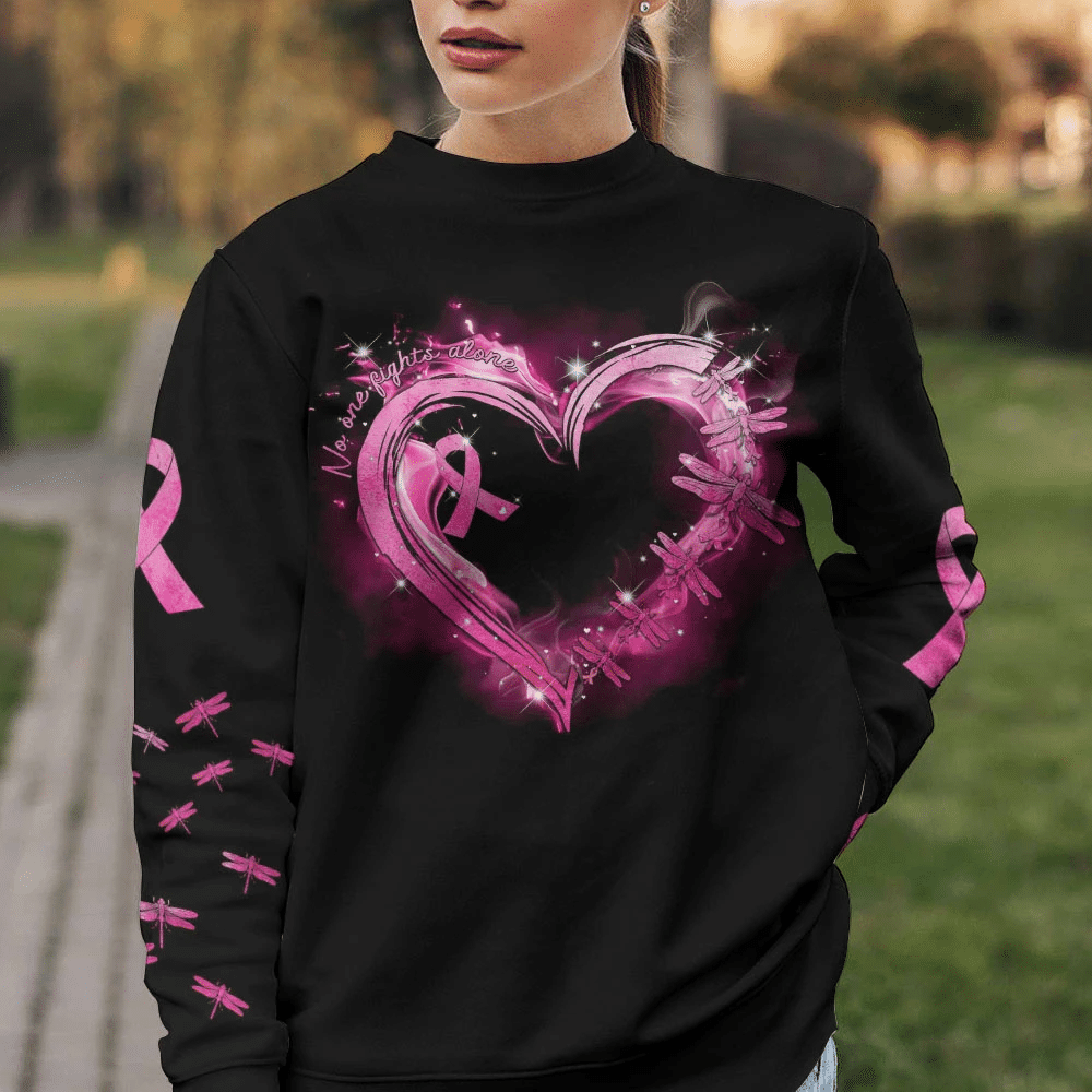 Personne ne lutte seul contre le cancer du sein - T-shirt et sweat-shirt de sensibilisation au cancer du sein 0822