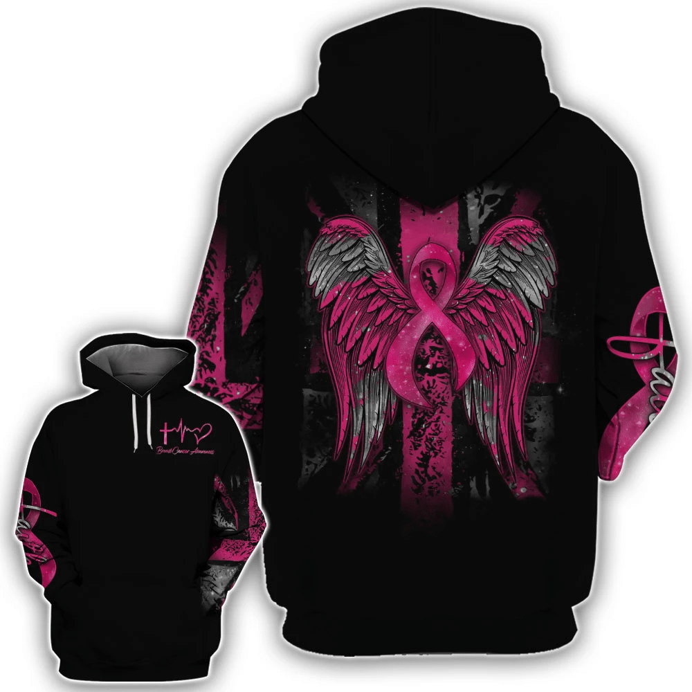Aile du cancer du sein - T-shirt et sweat à capuche de sensibilisation au cancer du sein 0822