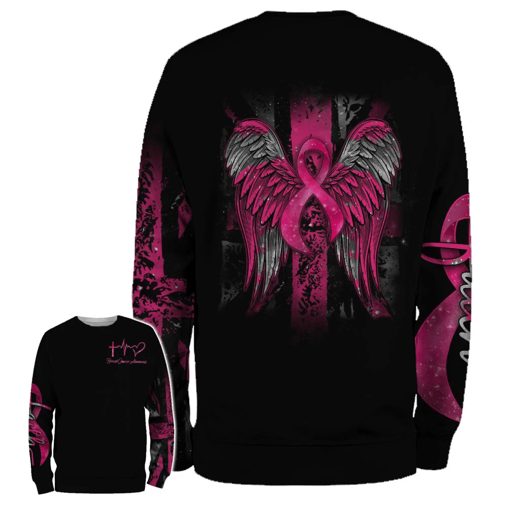 Aile du cancer du sein - T-shirt et sweat à capuche de sensibilisation au cancer du sein 0822