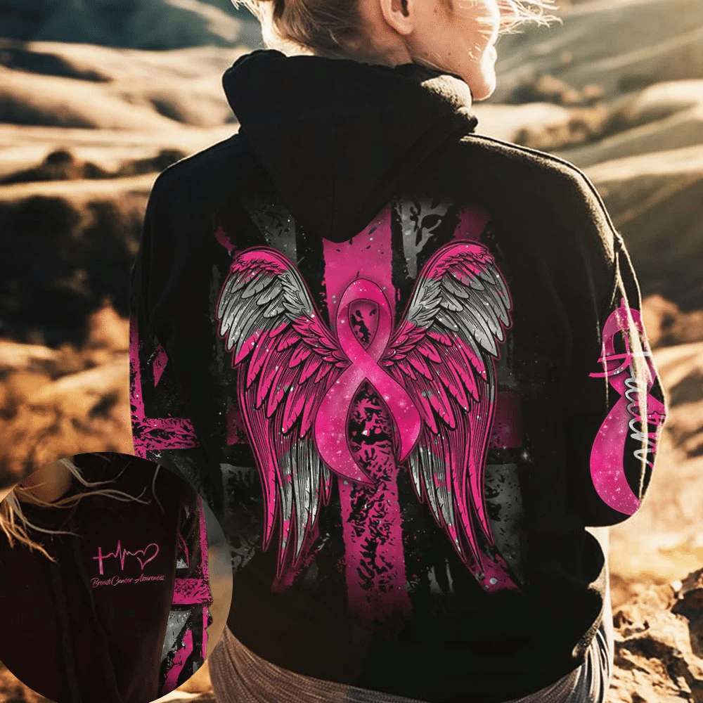 Aile du cancer du sein - T-shirt et sweat à capuche de sensibilisation au cancer du sein 0822
