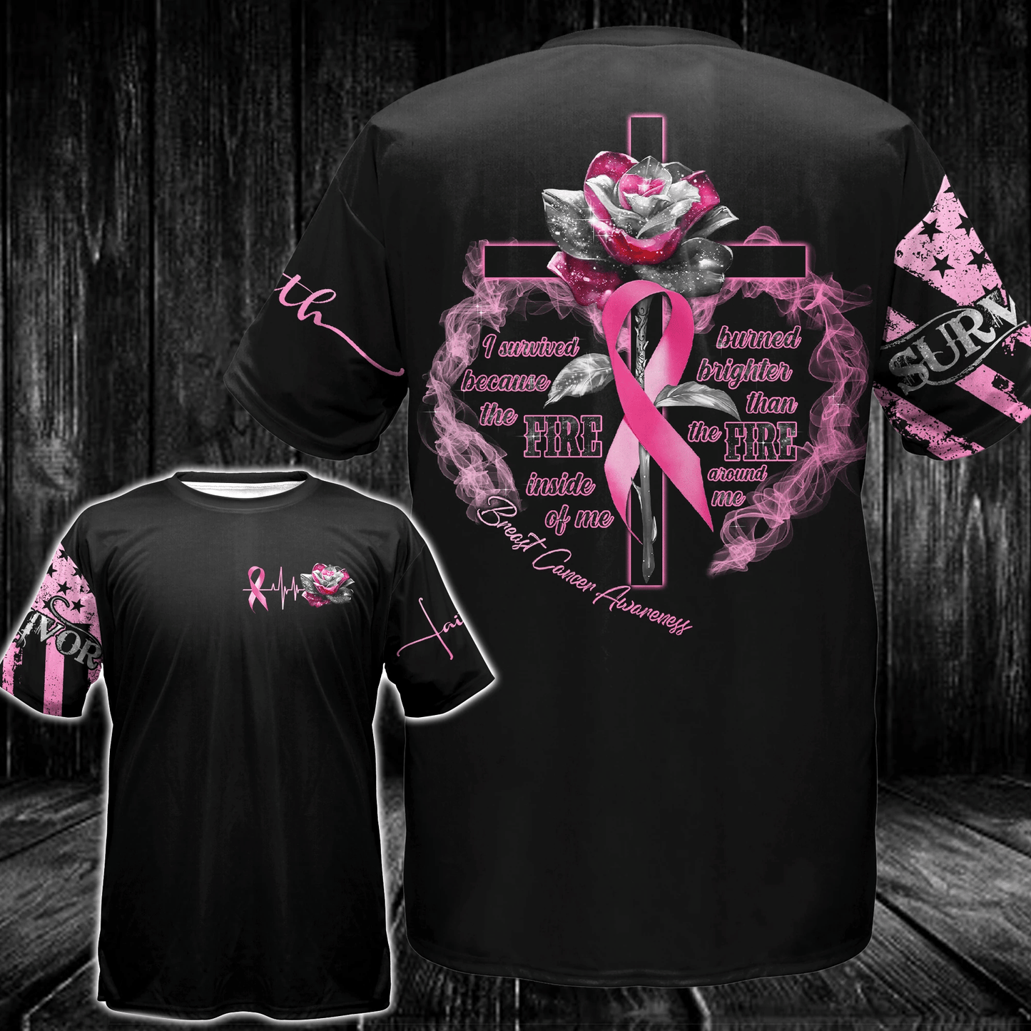 Cross Rose Breast Cancer - Breast Cancer Awareness All Over T-shirt and Hoodie 0822
