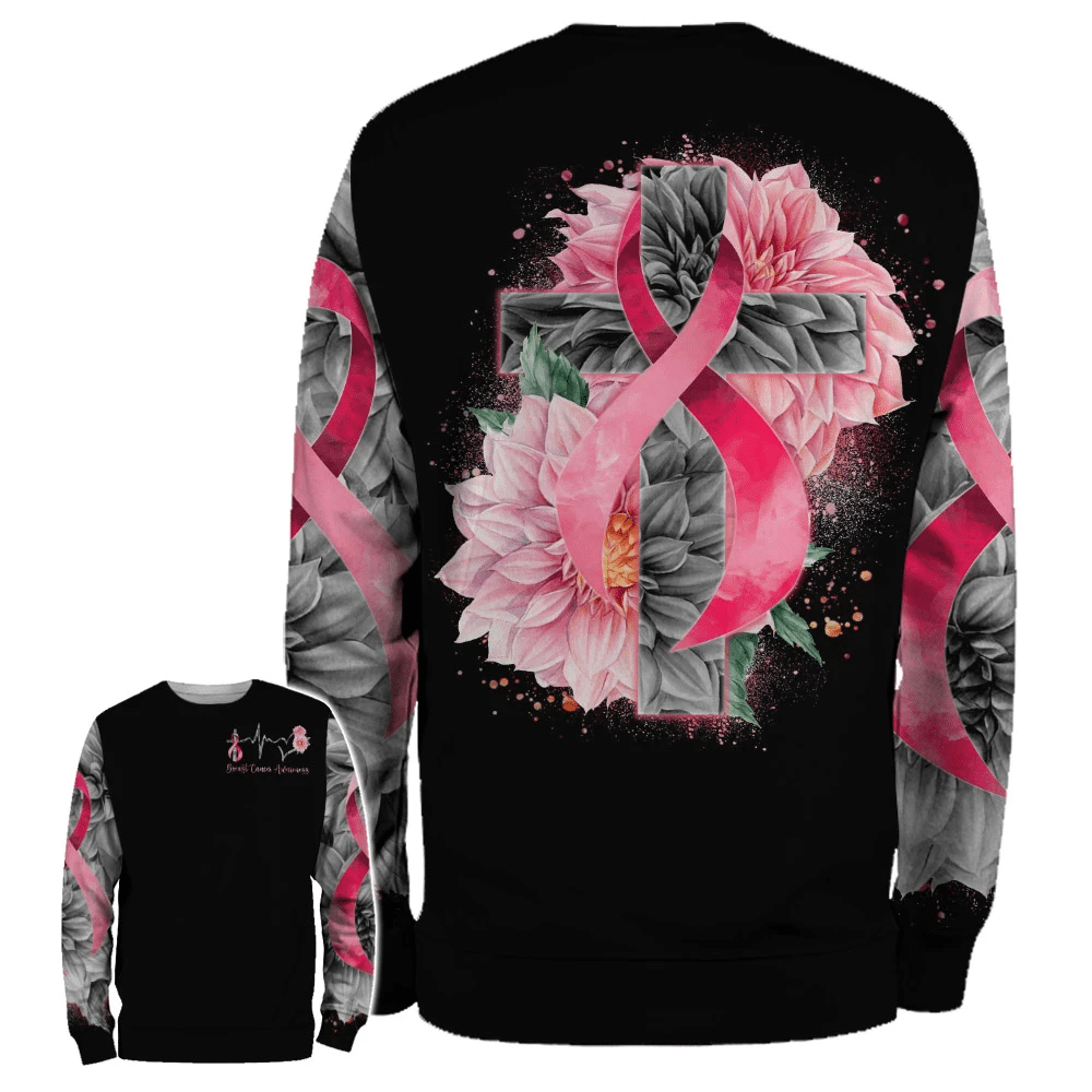 T-shirt et sweat à capuche « Ruban rose battement de cœur » – Sensibilisation au cancer du sein (0822)