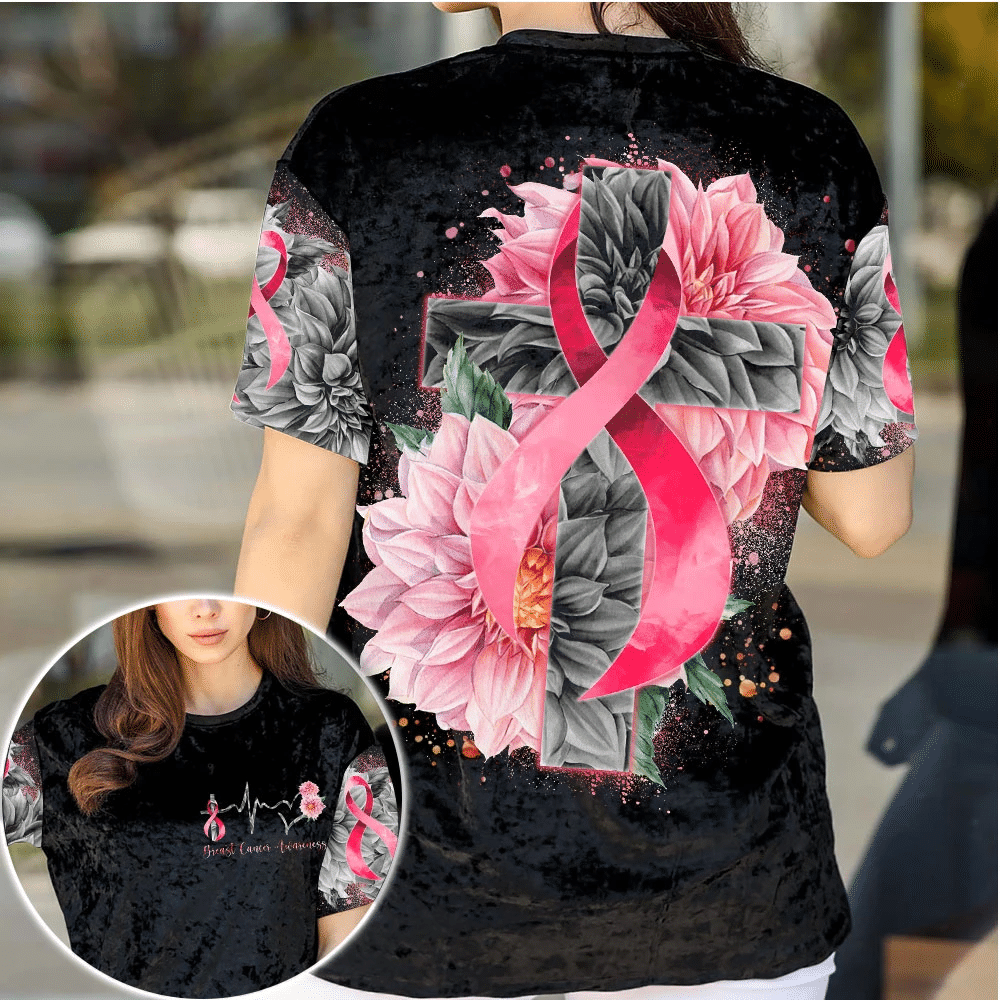 T-shirt et sweat à capuche « Ruban rose battement de cœur » – Sensibilisation au cancer du sein (0822)