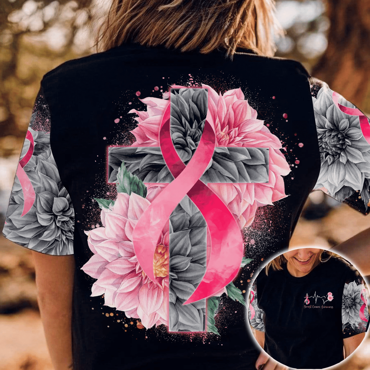 T-shirt et sweat à capuche « Ruban rose battement de cœur » – Sensibilisation au cancer du sein (0822)