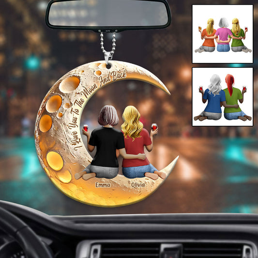 I Love You To The Moon And Back - Personalized Mother Car Ornament