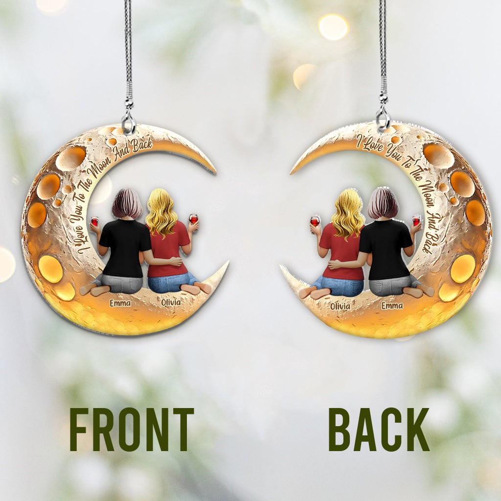 Je t'aime jusqu'à la lune et retour - Ornement de voiture personnalisé pour maman