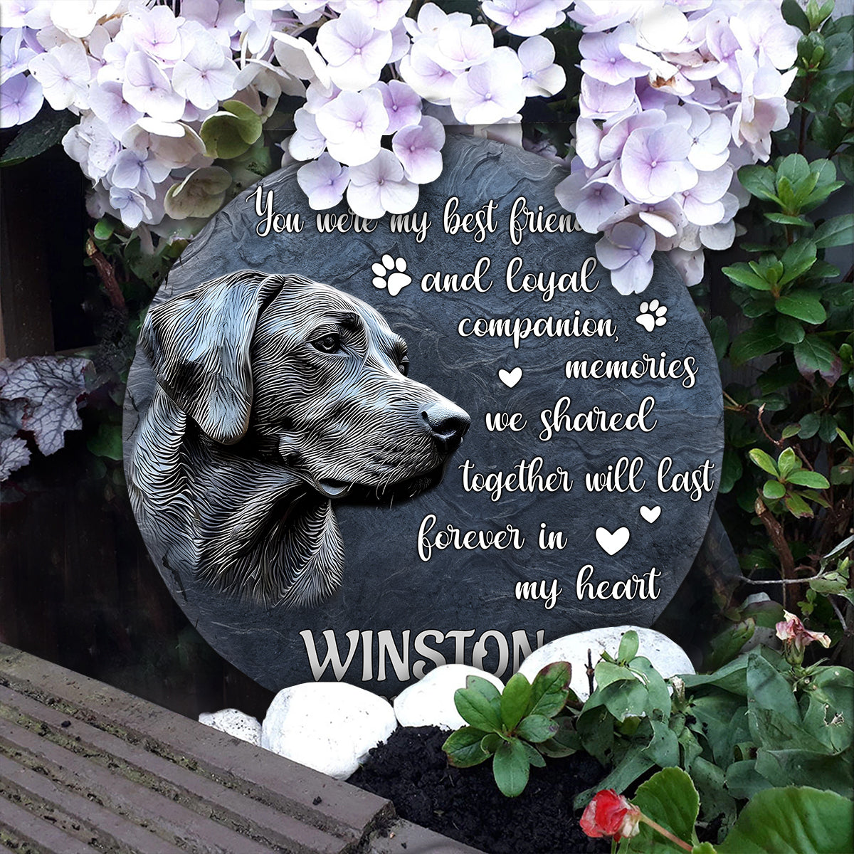 Tu étais mon meilleur ami et mon fidèle compagnon - Pierre ronde personnalisée pour chien