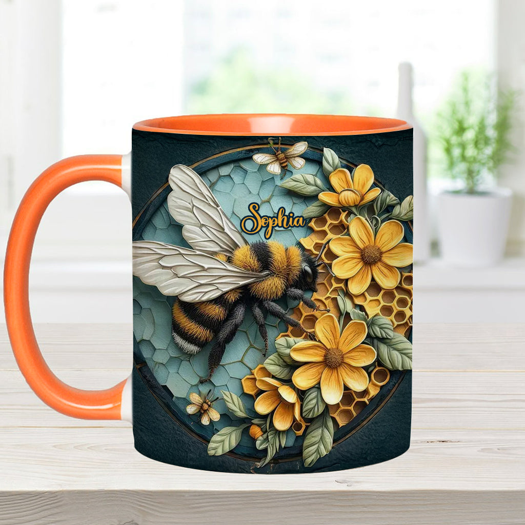 Mug personnalisé avec motif abeille et nid d'abeille