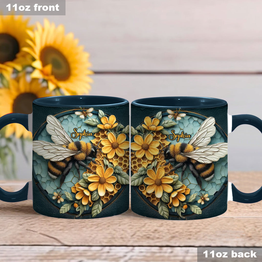Mug personnalisé avec motif abeille et nid d'abeille